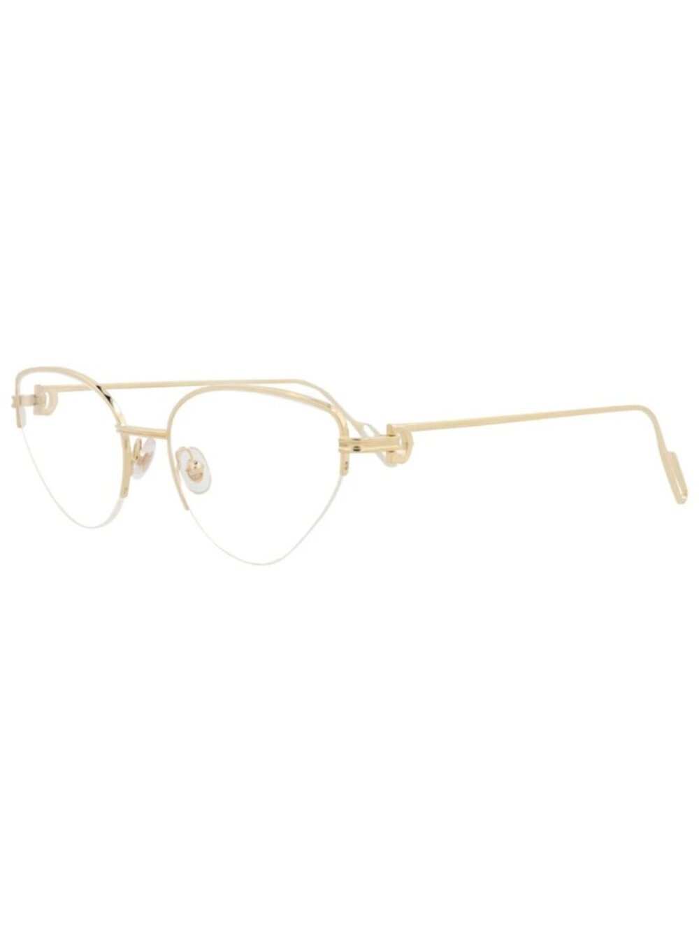 New Cartier Women's Eyeglasses Cat Eye Metal Frame Gold Gold Transparent